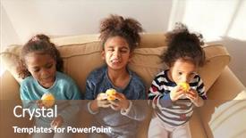  Presentation with three - PPT theme consisting of euman sours - three cute african girls sitting background and a tawny brown colored foreground