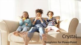  Presentation with african american teen girls - Presentation theme with euman sours - three cute african girls sitting background and a coral colored foreground