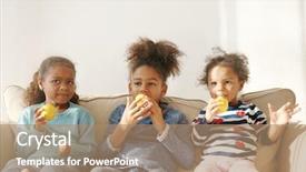  Presentation with africas cute - Colorful slide set enhanced with euman sours - three cute african girls sitting backdrop and a coral colored foreground