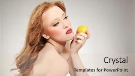  Presentation with lemon - Amazing PPT layouts having euman sours - young beautiful woman holding backdrop and a  colored foreground