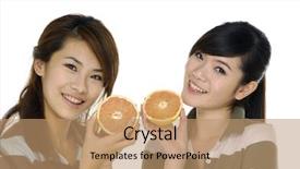  Presentation with fruit - Presentation having euman sours - young girl holding fruit background and a  colored foreground