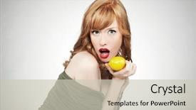  Presentation with hair - Amazing theme having euman sours - young red hair woman holding backdrop and a  colored foreground