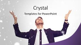 Presentation with snow - PPT theme featuring euphoria - businessman cheering with hands raised background and a white colored foreground