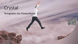  Presentation with composite - Beautiful theme featuring euphoria - digital composite of businessman jumping backdrop and a  colored foreground