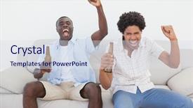  Presentation with football tailgate - Presentation theme enhanced with euphoria - football fans cheering holding beer background and a sky blue colored foreground
