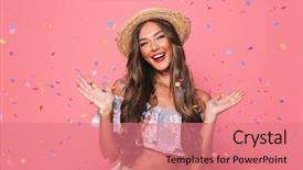  Presentation with girl scouts explorer summer - Presentation design consisting of euphoria - portrait of a happy young background and a coral colored foreground