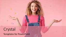  Presentation with confetti - Presentation theme consisting of euphoria - portrait of a smiling young background and a coral colored foreground