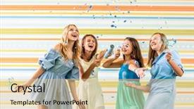  Presentation with girls running - Slide deck featuring euphoria - pretty smiling teenage girls background and a lemonade colored foreground