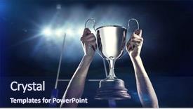  Presentation with trophy - Theme with euphoria - successful rugby player holding trophy background and a navy blue colored foreground