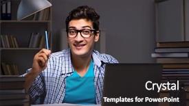  Presentation with test exam student - Amazing slide set having copywriter - student preparing for exams late backdrop and a dark gray colored foreground