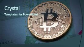  Presentation with bitcoin - Theme having euro banknote as underground economy background and a ocean colored foreground