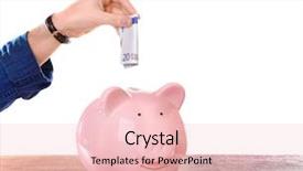  Presentation with cartoon pig - Colorful slide set enhanced with euro banknote in pig moneybox backdrop and a lemonade colored foreground