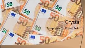 Presentation with banknotes - Audience pleasing PPT theme consisting of euro banknotes - business money background backdrop and a coral colored foreground