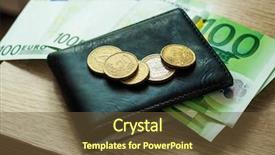  Presentation with personal - Presentation theme having euro banknotes and coins personal background and a tawny brown colored foreground