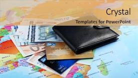  Presentation with world map - Cool new theme with euro banknotes and credit card backdrop and a coral colored foreground