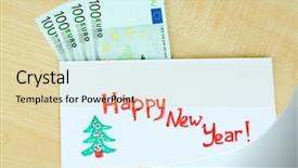  Presentation with envelope - Cool new slide deck with euro banknotes in envelope backdrop and a soft green colored foreground