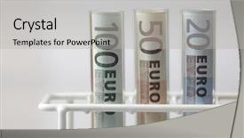  Presentation with laboratory blood test tubes - Amazing slides having euro banknotes in test tubes backdrop and a light gray colored foreground