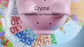  Presentation with pig - Slide deck consisting of pig moneybox and euro banknotes on world map background top view background and a soft green colored foreground