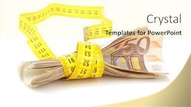  Presentation with tape measure - Amazing PPT theme having euro-banknotes-with-measure-tape backdrop and a blonde colored foreground