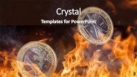  Presentation with flames - Colorful PPT layouts enhanced with euro coin with fire flames backdrop and a tawny brown colored foreground
