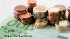  Presentation with saving - Slide set consisting of gain - business and money saving concept background and a mint green colored foreground