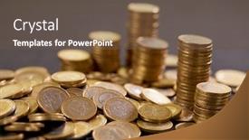  Presentation with euro - Beautiful presentation design featuring euro-coins-euro-money-euro backdrop and a tawny brown colored foreground