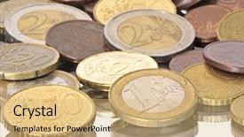  Presentation with gupta coins - Slide set having euro coins from europe background and a coral colored foreground