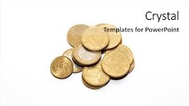  Presentation with euro - Colorful slides enhanced with euro coins isolated on white backdrop and a white colored foreground