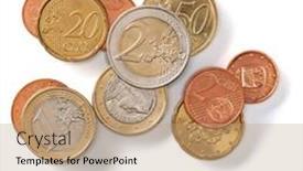  Presentation with euro - Presentation featuring euro-coins-isolated-over-white background and a coral colored foreground