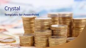  Presentation with euro - Presentation theme enhanced with euro coins on banknote money background and a sky blue colored foreground