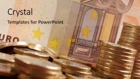  Presentation with time value of money - Colorful slides enhanced with euro coins on banknote money backdrop and a coral colored foreground