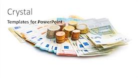  Presentation with euro - Presentation theme having euro-coins-on-paper-euro background and a white colored foreground