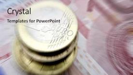  Presentation with zoom - PPT layouts featuring euro coins resting on banknotes background and a soft green colored foreground