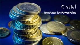  Presentation with stacks of rupee coins - Slides enhanced with euro coins stacked on blue background and a navy blue colored foreground