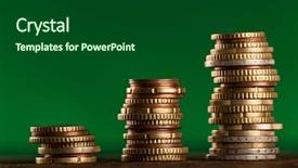  Presentation with euro - Slide deck enhanced with euro coins stacked on each background and a forest green colored foreground