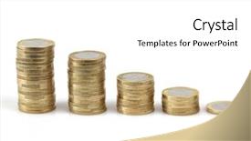  Presentation with euro - Presentation theme having euro coins stacked up background and a white colored foreground