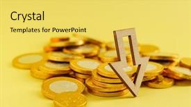  Presentation with internet trend - Beautiful slide deck featuring euro coins with down trend backdrop and a yellow colored foreground
