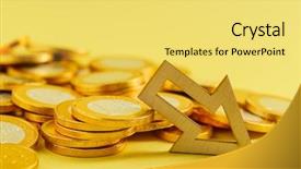  Presentation with internet trend - Amazing presentation design having euro coins with down trend backdrop and a yellow colored foreground