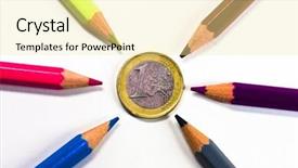  Presentation with crayons - Beautiful slide set featuring euro crayons backdrop and a blonde colored foreground