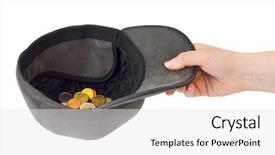  Presentation with graduation white cap - PPT layouts featuring euro crisis - hand and cap with money background and a white colored foreground