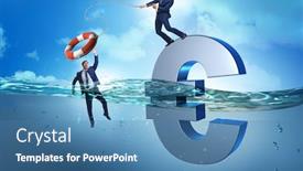  Presentation with euro - Presentation design enhanced with euro-currency-devaluation-and-exchange background and a teal colored foreground