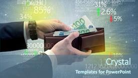  Presentation with stock exchange - Presentation theme consisting of euro from wallet with stock background and a ocean colored foreground