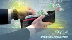  Presentation with stock exchange - Amazing theme having euro from wallet with stock backdrop and a ocean colored foreground