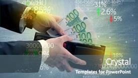  Presentation with stock exchange - Colorful slide set enhanced with euro from wallet with stock backdrop and a  colored foreground