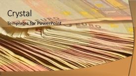  Presentation with euro - Audience pleasing presentation theme consisting of euro in fifty euro bills backdrop and a coral colored foreground