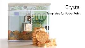  Presentation with gold - Theme featuring euro money box with gold background and a  colored foreground