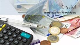  Presentation with on money - Amazing theme having euro money counting with calculator backdrop and a light blue colored foreground