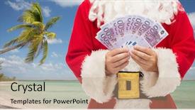  Presentation with tropical christmas - Beautiful presentation featuring euro money over tropical beach backdrop and a coral colored foreground