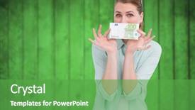  Presentation with note - Amazing PPT theme having euro note against blurred green backdrop and a  colored foreground