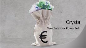  Presentation with investment money - Audience pleasing PPT theme consisting of euro paper money in bank backdrop and a light gray colored foreground